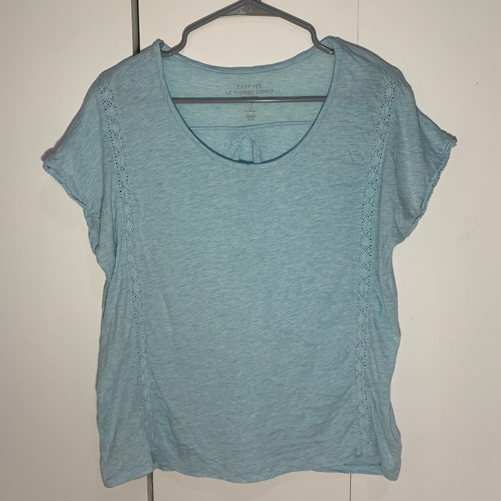 Gap Light Blue Crochet Detail Tee (S)
